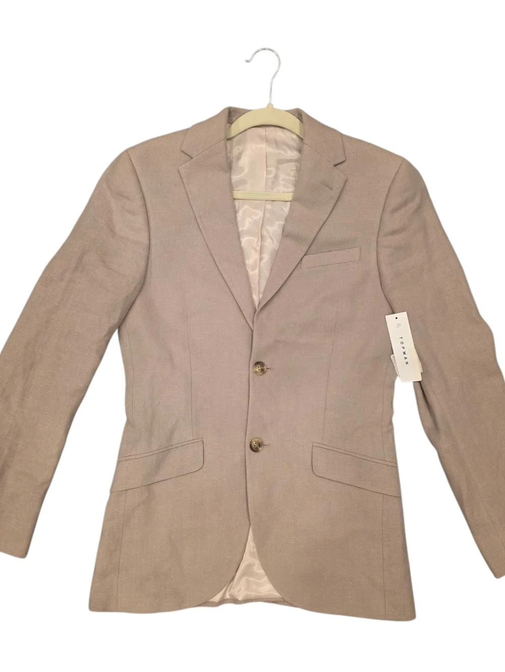 TOPMAN Men's Skinny Blazer Cotton Linen Jacket Stone 34R NWT $167 - Picture 2 of 16